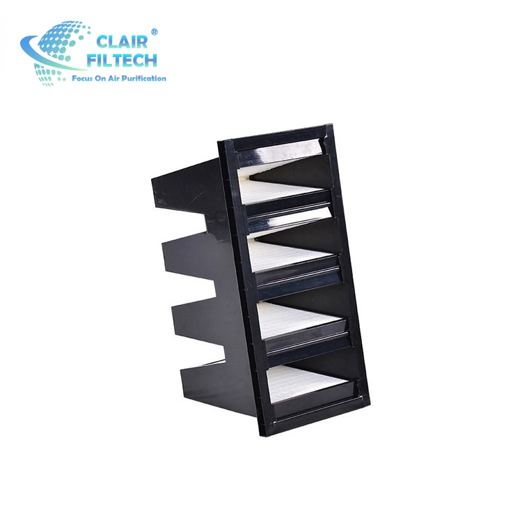 Clair High Quality Adsorption V Bank Activated Carbon Chemical Air HEPA Filter for Ventilation System Plastic Frame