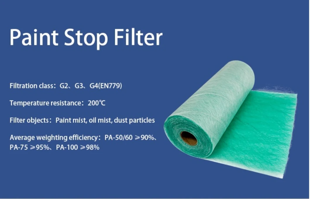 China Factory Supply Filter Paint Mist Oil Mist 50mm 60mm 70mm 100mm Paint Booth Exhaust Filter Floor Filter for Spray Booth Fiberglass Air Filter